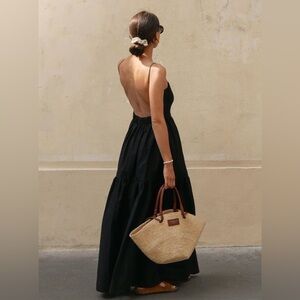 Commense Black Open-Back Maxi Dress with Spaghetti Straps